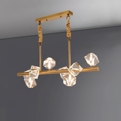 Takku Crystal Chandelier 8 Heads L 31.5″ x H 9.8″ / L 80cm x H 25cm / Gold Chandelier