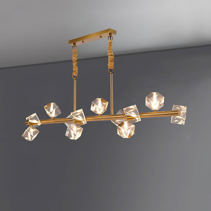 Takku Crystal Chandelier 12 Heads L 47.2″ x H 9.8″ / L 120cm x H 25cm / Gold Chandelier
