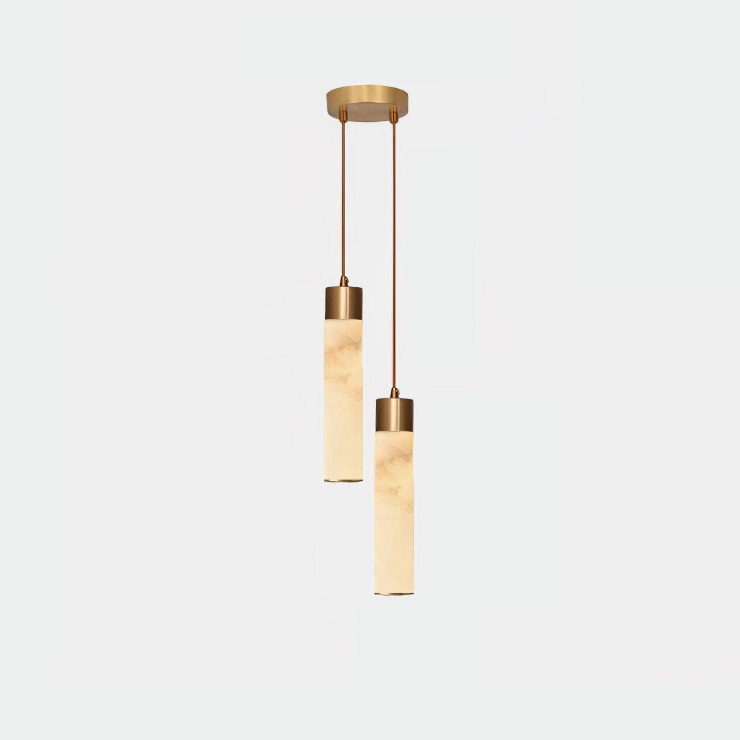Tala Brass Pendant Lamp 2 Heads Dia 5.9″ x H 59″ / Dia 15cm x H 150cm / Brass & White Alabaster / Warm White Pendant light