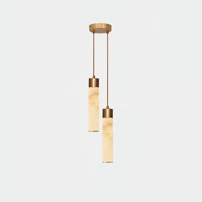 Tala Brass Pendant Lamp 2 Heads Dia 5.9″ x H 59″ / Dia 15cm x H 150cm / Brass & White Alabaster / Warm White Pendant light
