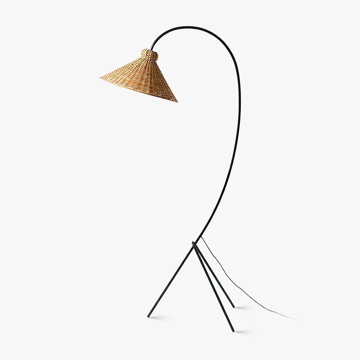 Tana Woven Floor Lamp Dia 31.4″ x H 69.2″ / Dia 80cm x H 176cm / Black & Natural Rattan / US Plug Floor lamp