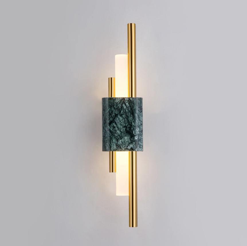 Tanto Wall Light Dia 3.9″ x H 19.7″ / Dia 10cm x H 50cm (Power: ~3W) / Green Marble & Gold / Warm Light Wall lamp