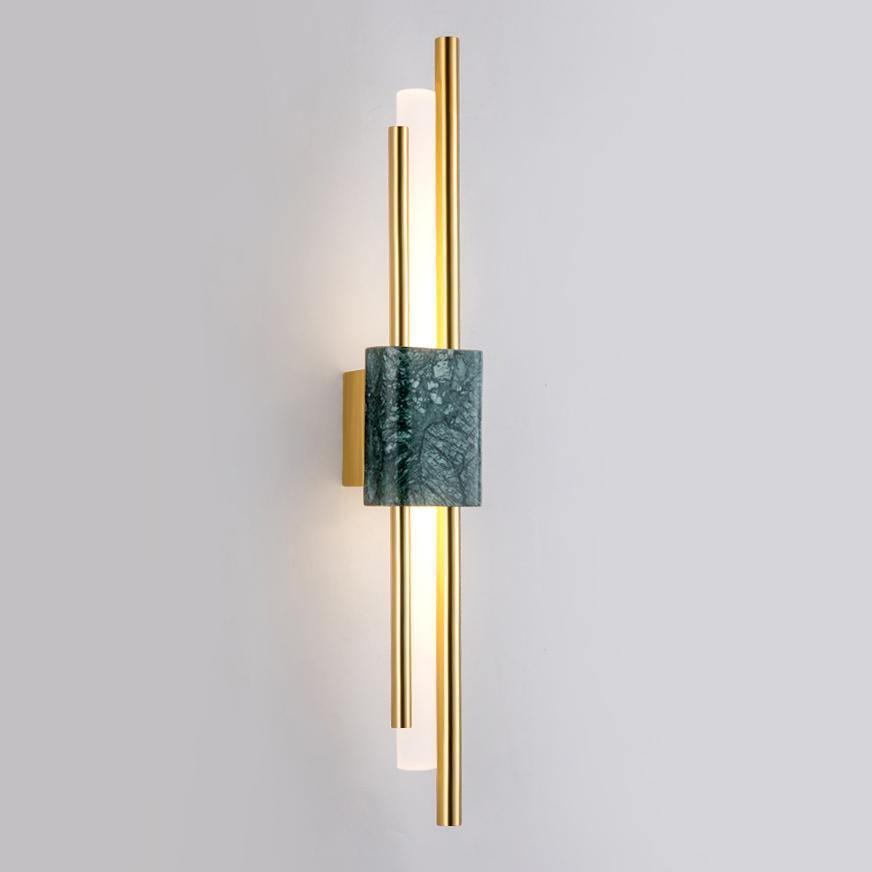 Tanto Wall Light Dia 3.9″ x H 23.6″ / Dia 10cm x H 60cm (Power: ~3W) / Green Marble & Gold / Warm Light Wall lamp