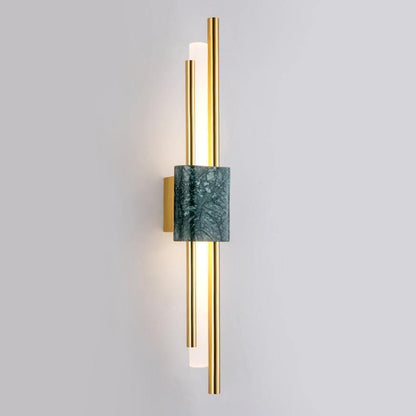 Tanto Wall Light Dia 3.9″ x H 23.6″ / Dia 10cm x H 60cm (Power: ~3W) / Green Marble & Gold / Warm Light Wall lamp