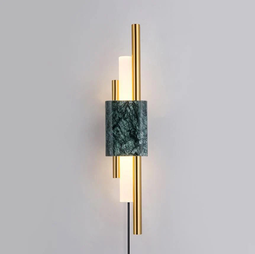 Tanto Plug In Wall Light Dia 3.9″ x H 19.7″ / Dia 10cm x H 50cm (Power: ~3W) / Green Marble & Gold / US Plug Wall lamp