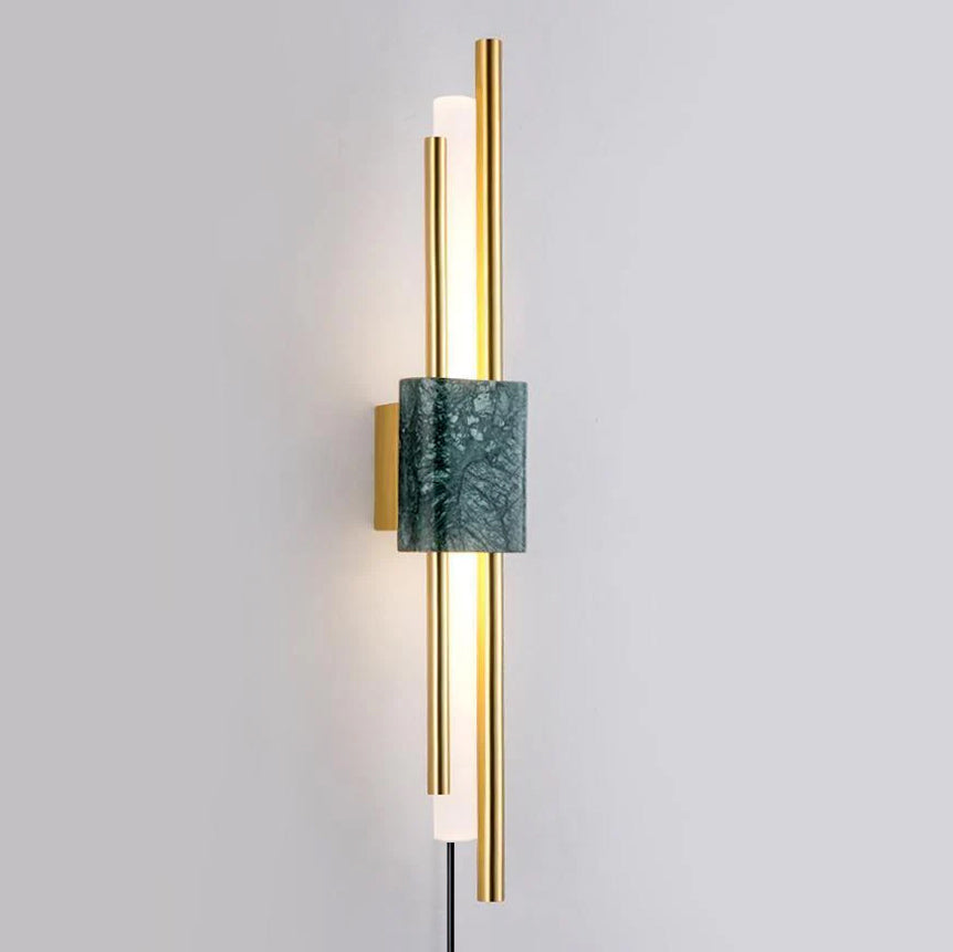Tanto Plug In Wall Light Dia 3.9″ x H 23.6″ / Dia 10cm x H 60cm (Power: ~3W) / Green Marble & Gold / US Plug Wall lamp