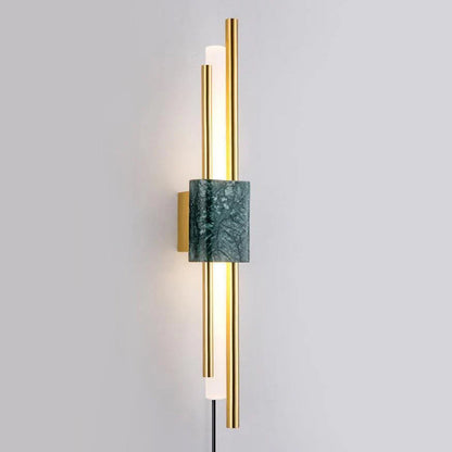 Tanto Plug In Wall Light Dia 3.9″ x H 23.6″ / Dia 10cm x H 60cm (Power: ~3W) / Green Marble & Gold / US Plug Wall lamp