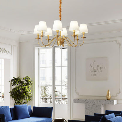 Tapered Fabric Brass Chandelier Chandelier