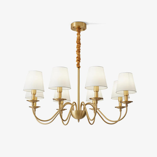 Tapered Fabric Brass Chandelier Chandelier