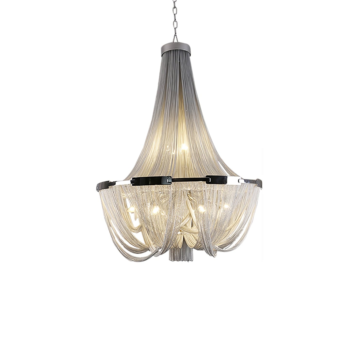 Tassel Aluminum Chain Chandelier Dia 31.5″ x H 39.4″ / Dia 80cm x H 100cm (E14 bulbs x 12) / Silver Chandelier