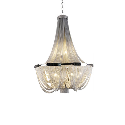 Tassel Aluminum Chain Chandelier Dia 31.5″ x H 39.4″ / Dia 80cm x H 100cm (E14 bulbs x 12) / Silver Chandelier