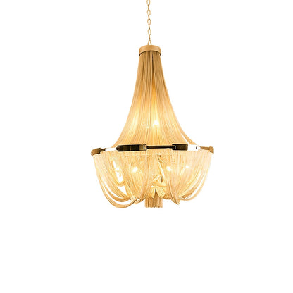 Tassel Aluminum Chain Chandelier Dia 23.6″ x H 29.5″ / Dia 60cm x H 75cm (E14 bulbs x 9) / Gold Chandelier