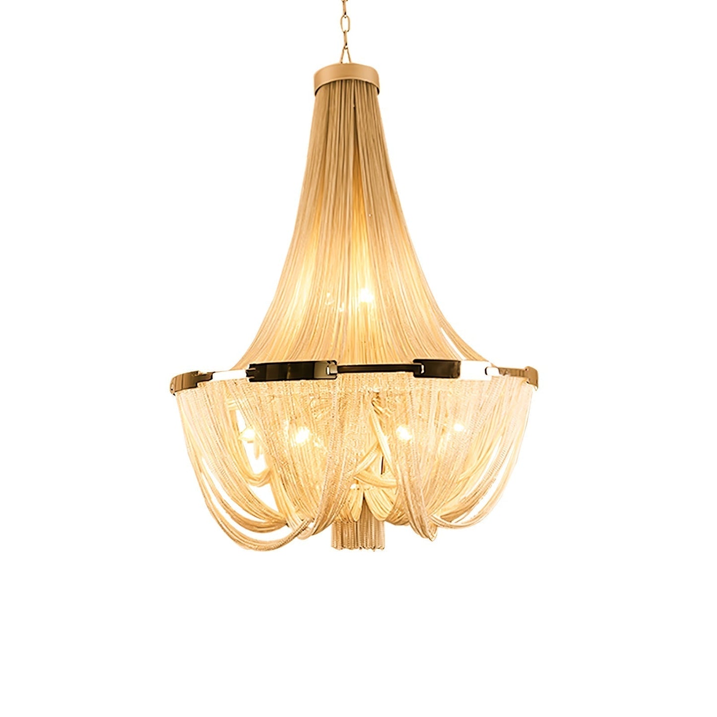 Tassel Aluminum Chain Chandelier Dia 35.4″ x H 43.3″ / Dia 90cm x H 110cm (E14 bulbs x 12) / Gold Chandelier