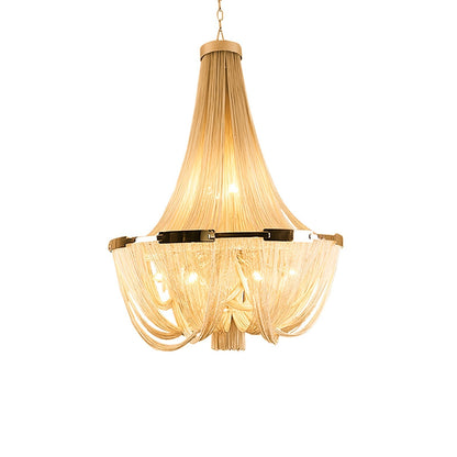 Tassel Aluminum Chain Chandelier Dia 35.4″ x H 43.3″ / Dia 90cm x H 110cm (E14 bulbs x 12) / Gold Chandelier