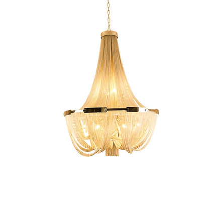 Tassel Aluminum Chain Chandelier Dia 31.5″ x H 39.4″ / Dia 80cm x H 100cm (E14 bulbs x 12) / Gold Chandelier