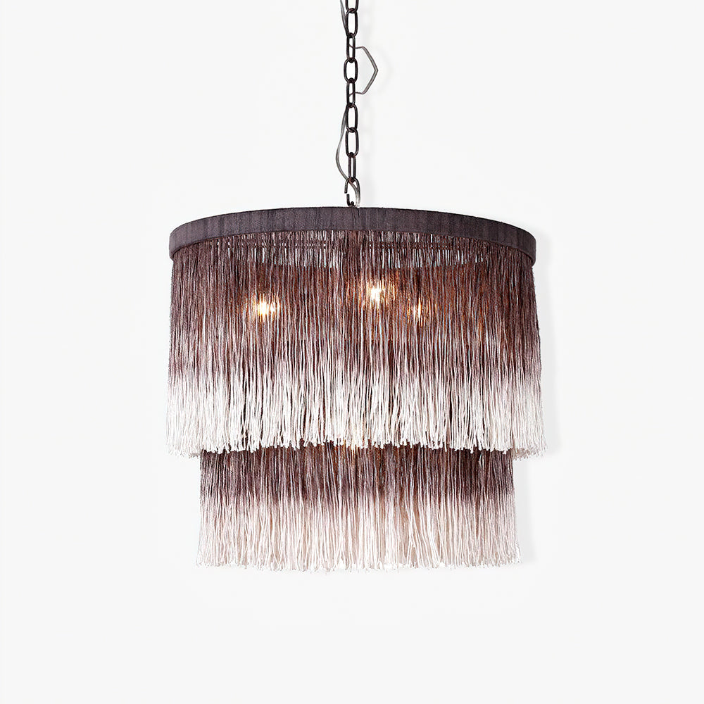 Tassel Chandelier ? 17.7″ x H 15.7″ / Dia 45cm x H 40cm / Brown and white gradient Chandelier