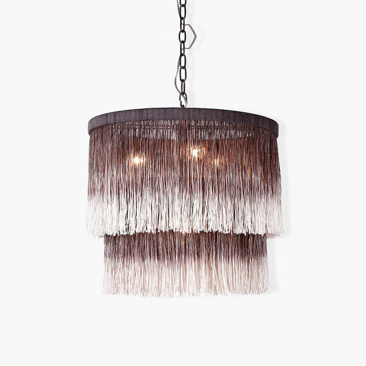 Tassel Chandelier ? 17.7″ x H 15.7″ / Dia 45cm x H 40cm / Brown and white gradient Chandelier