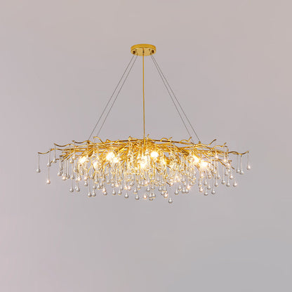 Teardrop Crystal Chandelier L 47.2″ x W 19.7″ x H 15.7″ / Dia 120cm x W 50cm x H 40cm / Gold & Clear crystal Chandelier