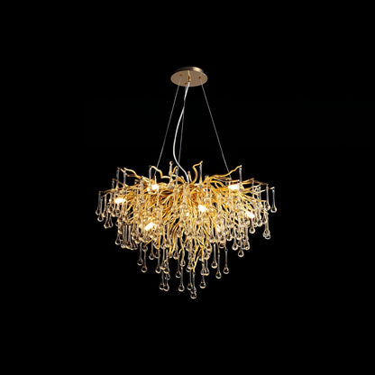 Teardrop Crystal Chandelier ? 23.6″ x H 15.7″ / Dia 60cm x H 40cm / Gold & Clear crystal Chandelier