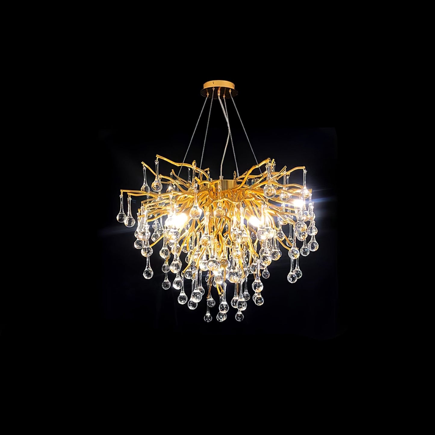 Teardrop Crystal Chandelier ? 15.7″ x H 11.8″ / Dia 40cm x H 30cm / Gold & Clear crystal Chandelier