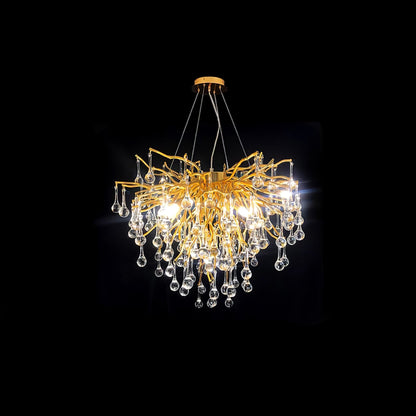 Teardrop Crystal Chandelier ? 15.7″ x H 11.8″ / Dia 40cm x H 30cm / Gold & Clear crystal Chandelier