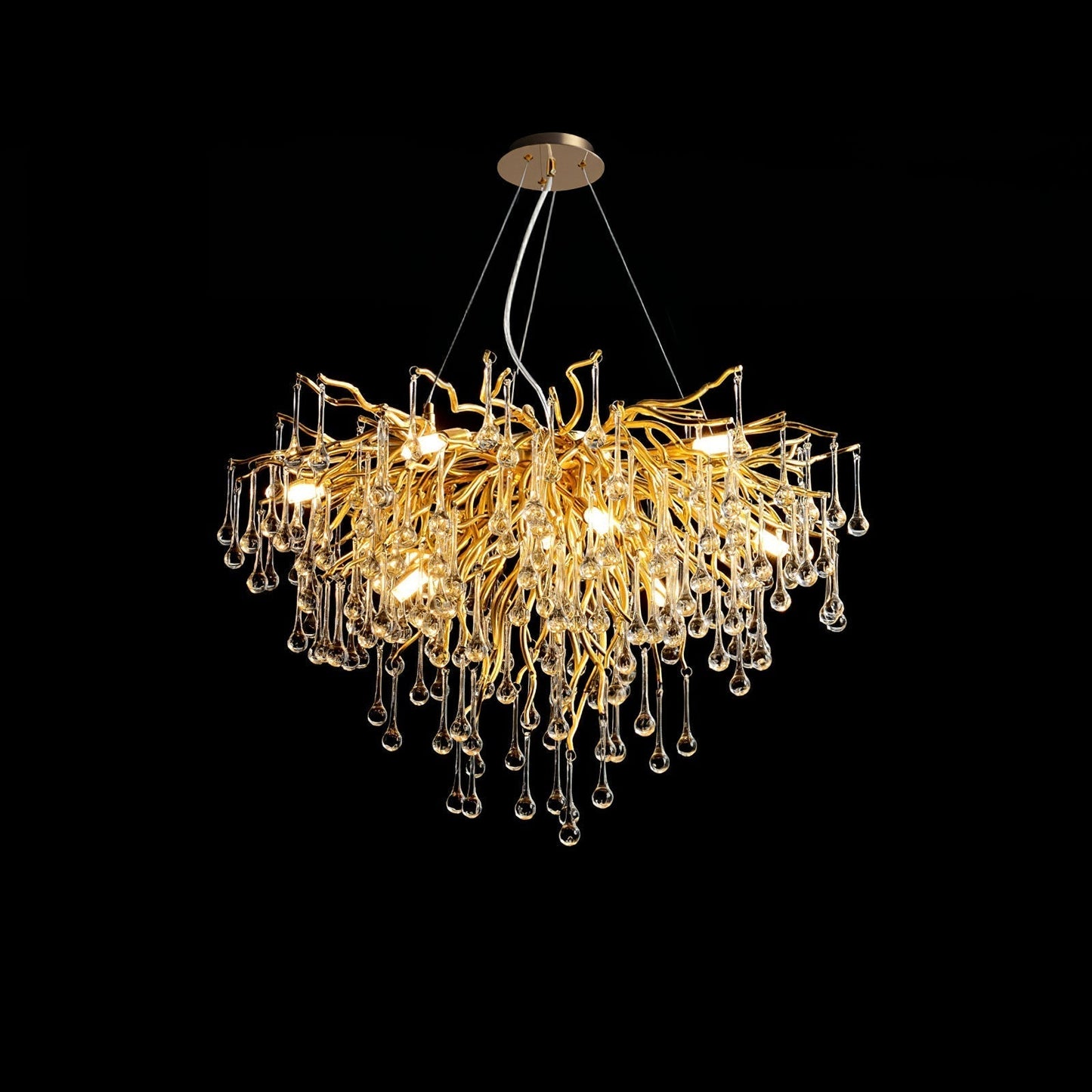 Teardrop Crystal Chandelier ? 31.5″ x H 23.6″ / Dia 80cm x H 60cm / Gold & Clear crystal Chandelier