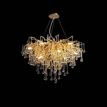 Teardrop Crystal Chandelier ? 31.5″ x H 23.6″ / Dia 80cm x H 60cm / Gold & Clear crystal Chandelier