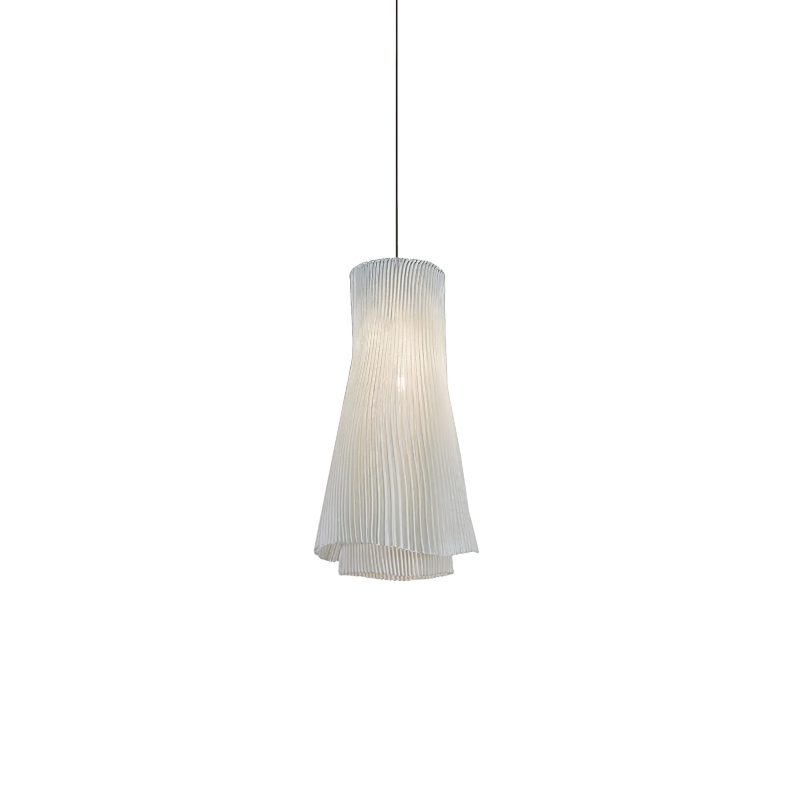 Stainless Steel Pleated Pendant Lamp Dia 7.9″ x H 59.1″ / Dia 20cm x H 150cm / Grey Stainless steel / Warm Light Pendant