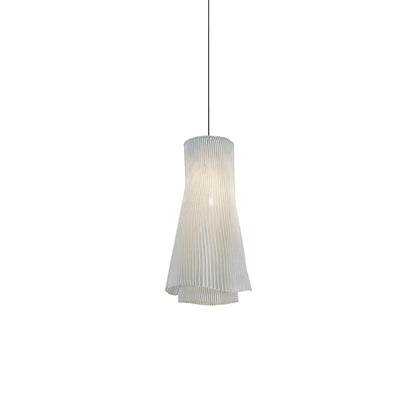 Stainless Steel Pleated Pendant Lamp Dia 7.9″ x H 59.1″ / Dia 20cm x H 150cm / Grey Stainless steel / Warm Light Pendant