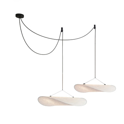 Tense Tyvek Pendant Lamp 2 Heads Dia 23.6″+Dia 31.4″ / Dupont paper & White + Black / Warm Light 1001 Pendant light