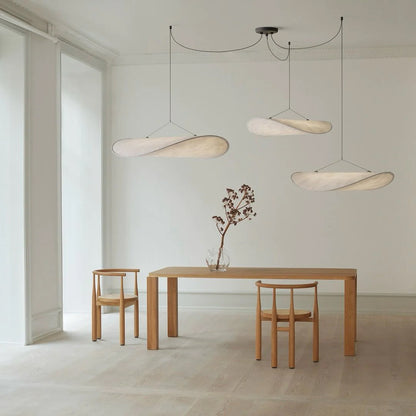 Tense Tyvek Pendant Lamp 3 Heads Dia 23.6″+Dia 31.4″+Dia 39.3″ / Dupont paper & White + Black / Warm Light 1001 Pendant light