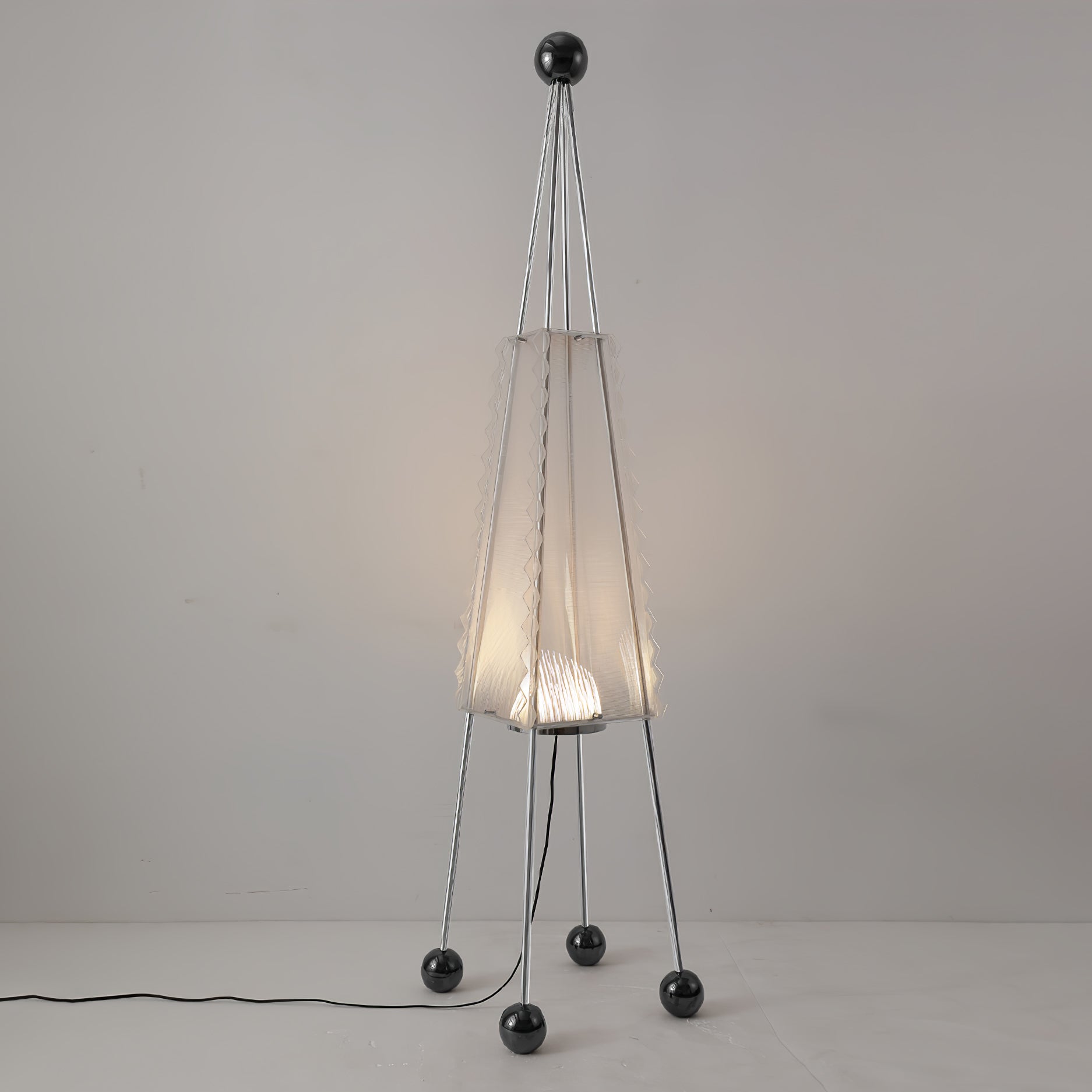 Tent Floor Lamp L 15.7″ x W 15.7″ x H 68.9″ / Stainless steel & Translucent / US Plug Floor lamp