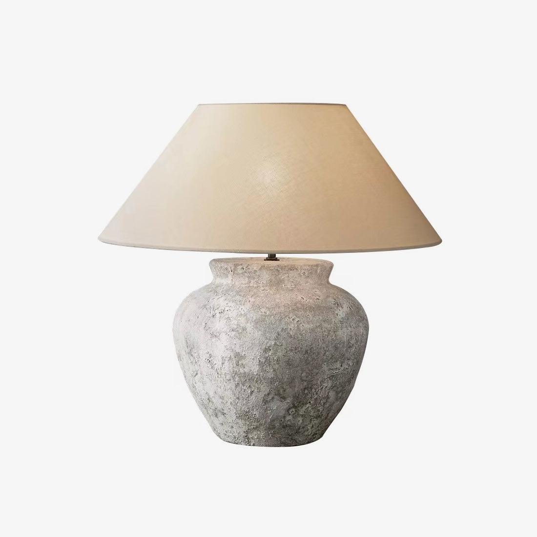 Terra Cotta Etruscan Urn Table Lamp Dia 19.7″ x H 20.9″ / Dia 50cm x H 53cm / Weathered white / US Plug Table lamp
