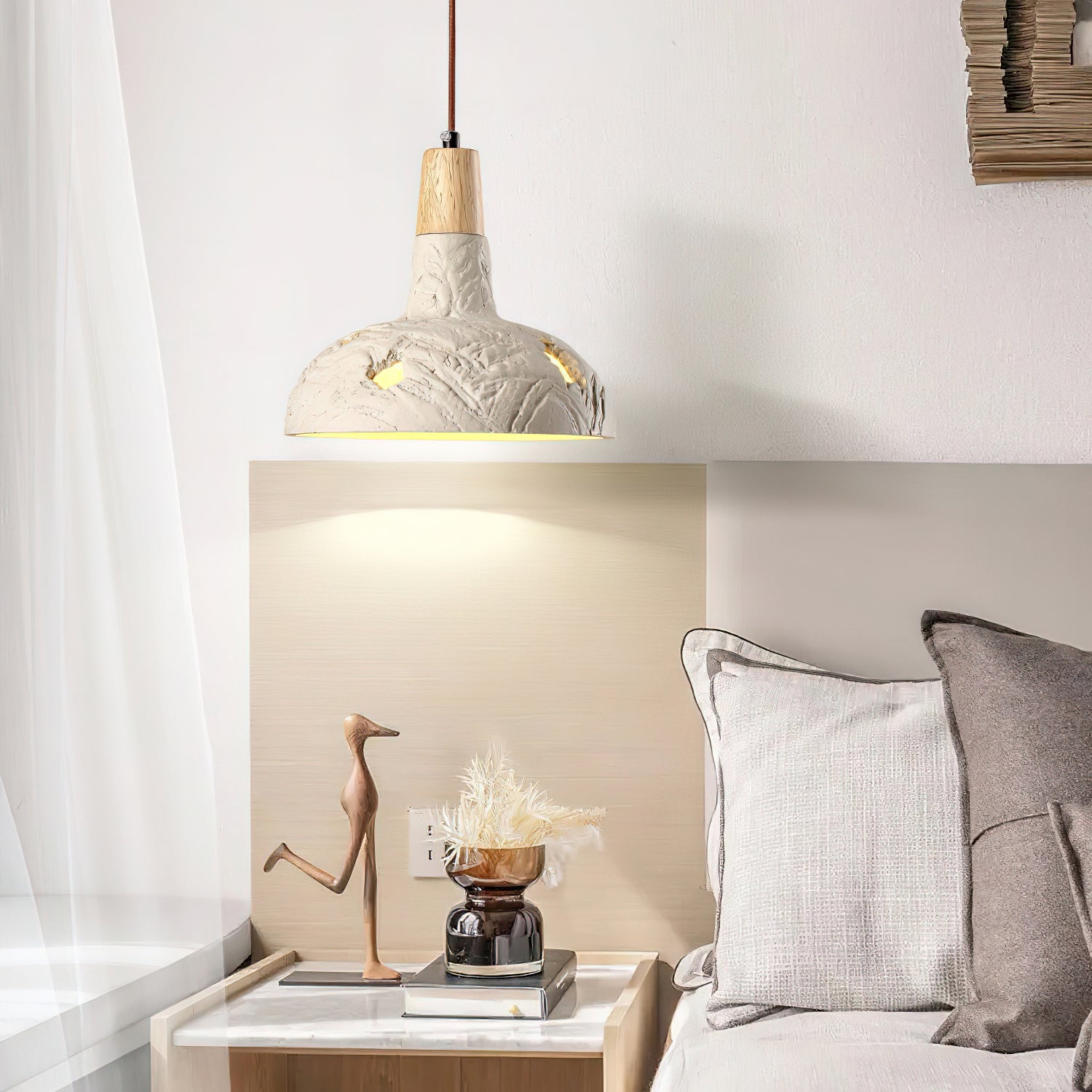 Cement Carve Pendant Lamp Dia 9.1″ x H 7.9″ / Cement Grey pendant Lamp