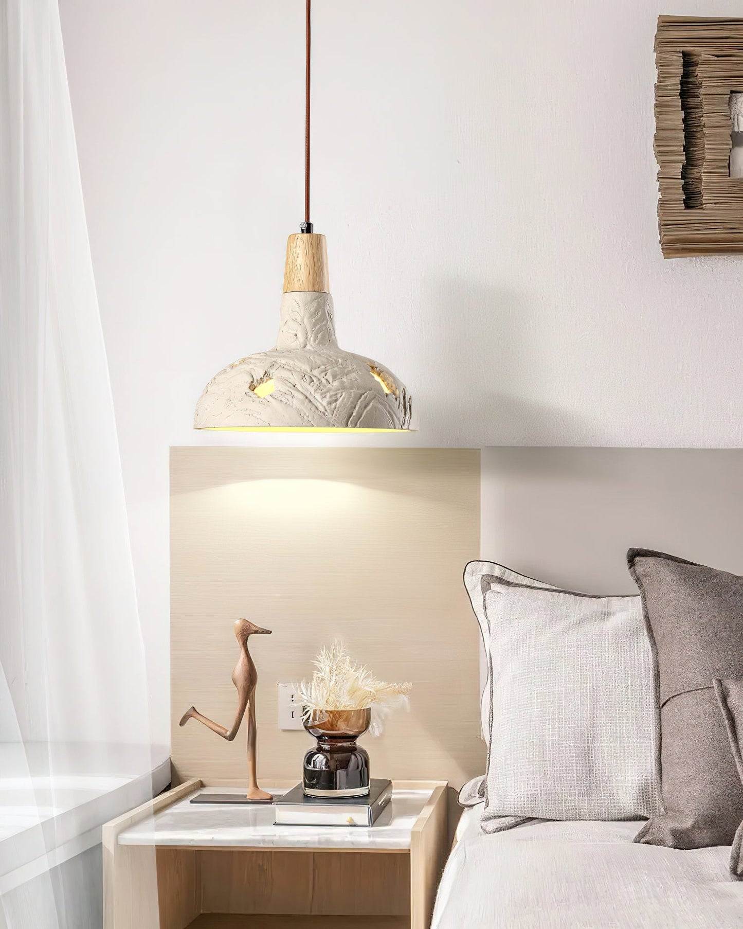 Cement Carve Pendant Lamp Dia 9.1″ x H 7.9″ / Cement Grey pendant Lamp