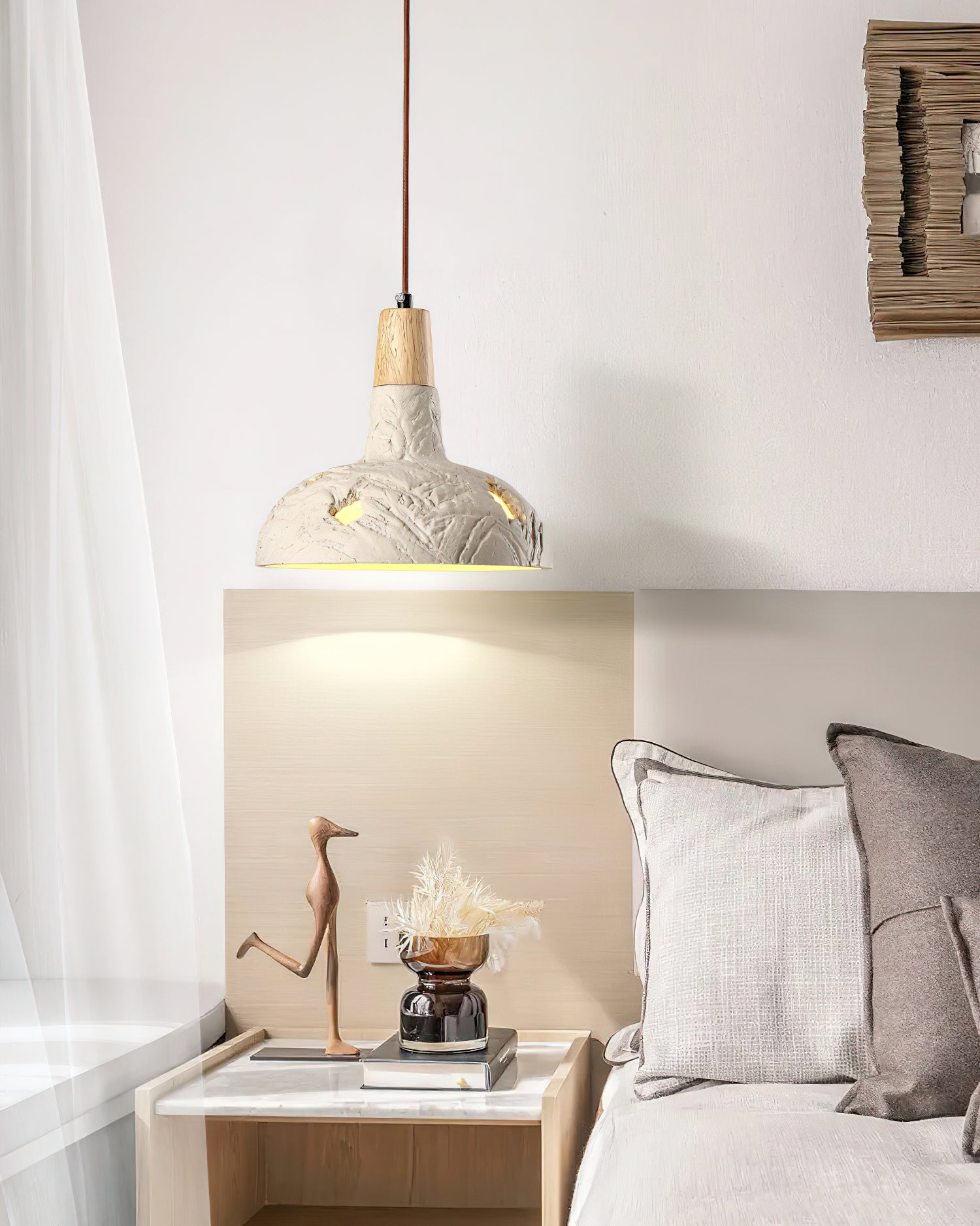 Cement Carve Pendant Lamp Dia 9.1″ x H 7.9″ / Cement Grey pendant Lamp