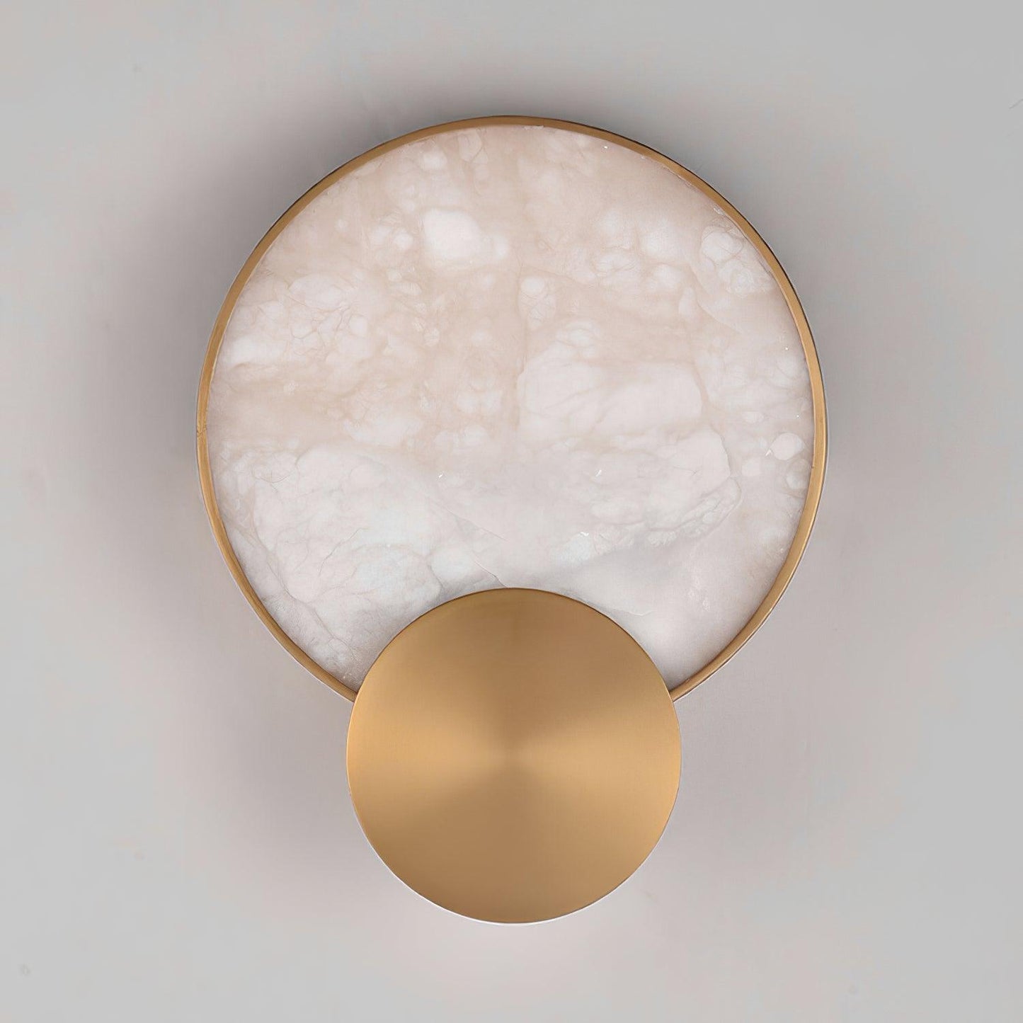Terra Svet Wall Lamp Dia 8.6″ x H 11.4″ / Dia 22cm x H 29cm / Gold & White Alabaster / Warm White Wall lamp