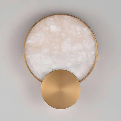 Terra Svet Wall Lamp Dia 8.6″ x H 11.4″ / Dia 22cm x H 29cm / Gold & White Alabaster / Warm White Wall lamp