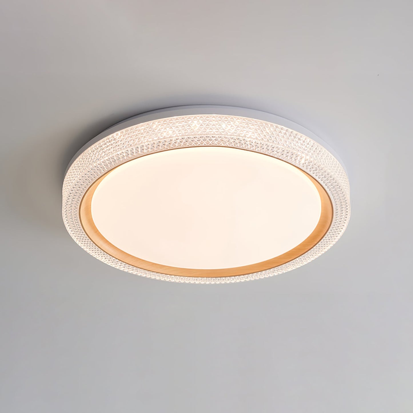 Thin Round Ceiling Lamp ? 19.7″ x H 2.8″ / Dia 50cm x H 7cm / Wood Color / Three-Color Changing Light Ceiling lamp
