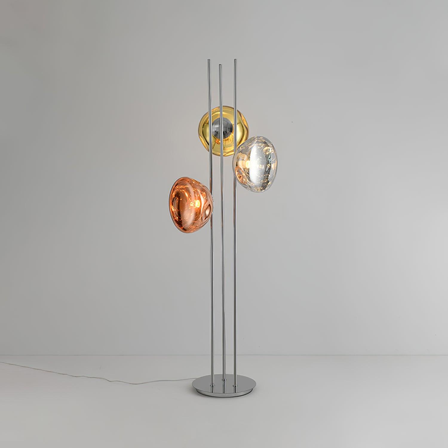 Three Lava Glass Floor Lamp Dia 13.8″ X H 65″ / Dia 35cm X H 175m / Chrome & Gold & Rose Gold / US Plug Floor lamp