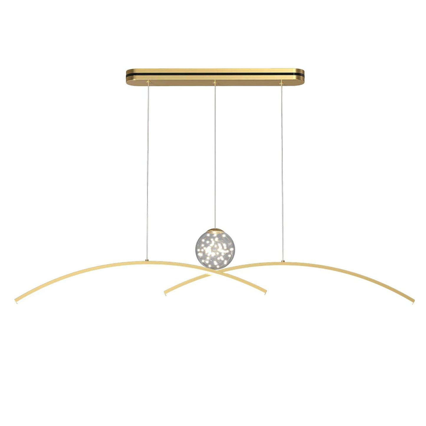 Thurston Linear Pendant Light L 47.2″ x H 8.7″ / L 120cm x H 22cm / Gold & Transparent / Warm White Pendant light