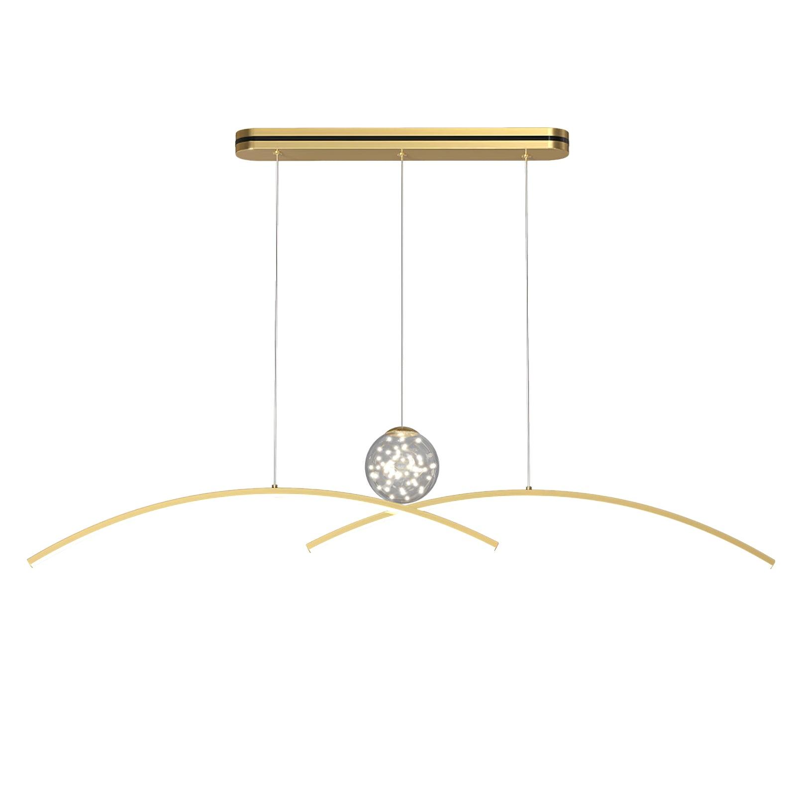 Thurston Linear Pendant Light L 47.2″ x H 8.7″ / L 120cm x H 22cm / Gold & Transparent / Warm White Pendant light