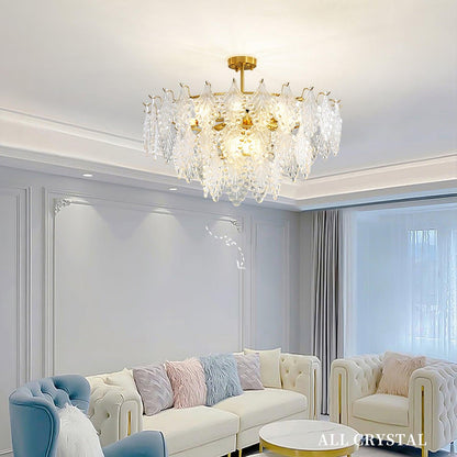 Tiered Carved Glass Chandelier Chandelier