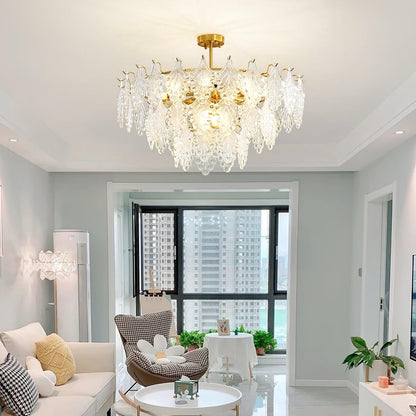 Tiered Carved Glass Chandelier Chandelier