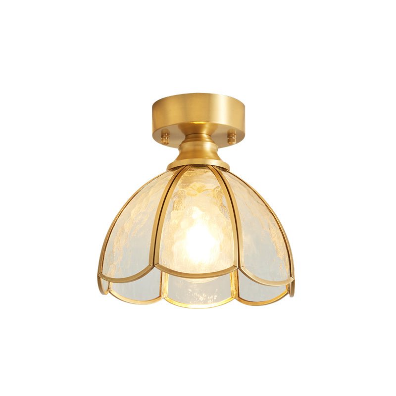 Tiffany Floral Ceiling Lamp Model C Dia 7.9″ X H 9.8″ / Dia 20cm X H 25cm / Gold & Opaque Glass Ceiling lamp