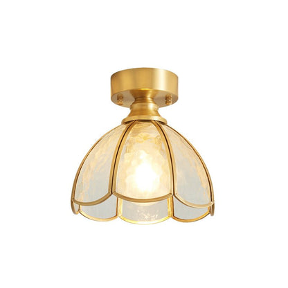 Tiffany Floral Ceiling Lamp Model C Dia 7.9″ X H 9.8″ / Dia 20cm X H 25cm / Gold & Opaque Glass Ceiling lamp
