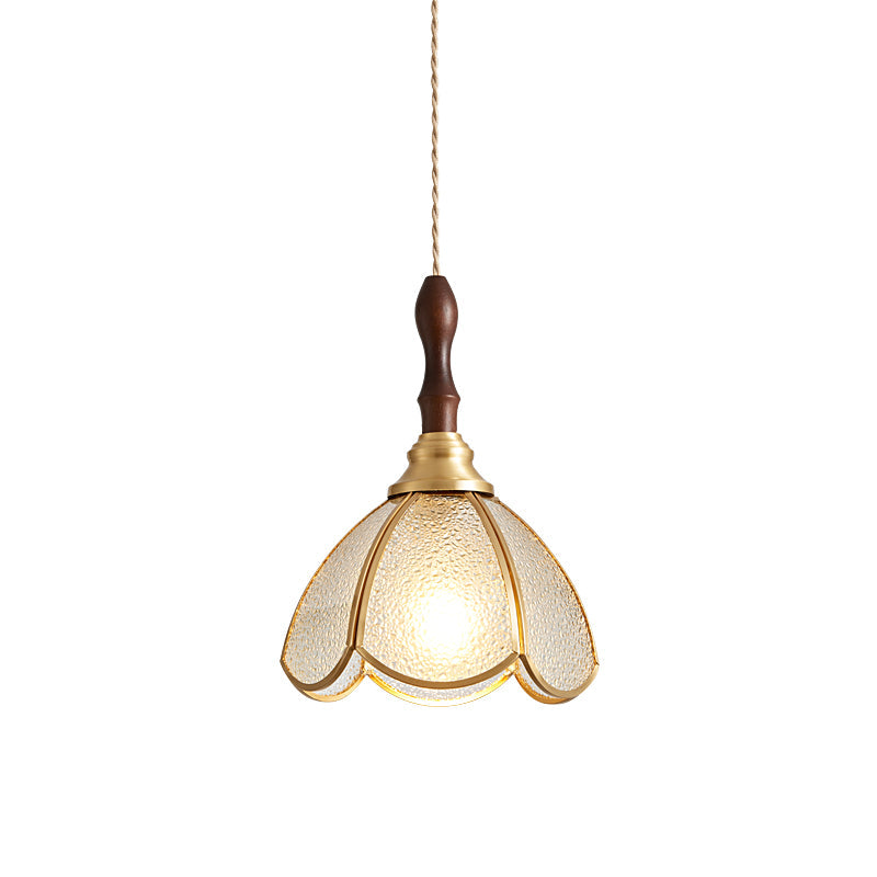 Tiffany Floral Pendant Lamp Model D Dia 7.9″ x H 9.8″ / Dia 20cm x H 25cm / Gold & Opaque glass Pendant light