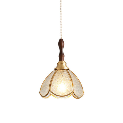 Tiffany Floral Pendant Lamp Model D Dia 7.9″ x H 9.8″ / Dia 20cm x H 25cm / Gold & Opaque glass Pendant light