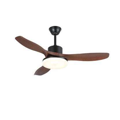 Morty Adams Wooden 48’’/52’’ Ceiling Fan Light Dia 52″ x H 11.8″ / Model C Walnut Wood Grain & Black / Three-Color
