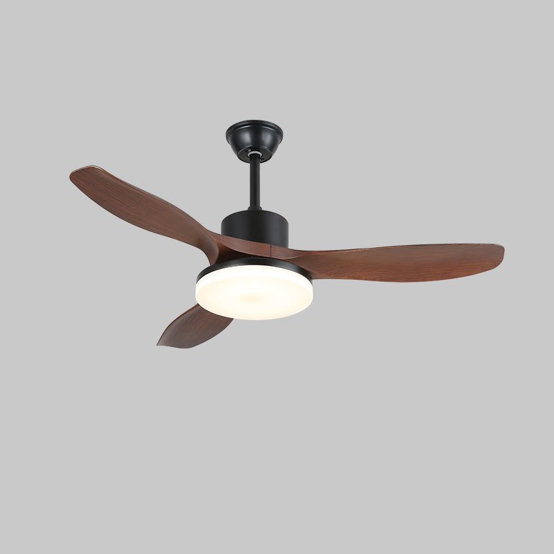 Morty Adams Wooden 48’’/52’’ Ceiling Fan Light Dia 48″ x H 11.8″ / Model C Walnut Wood Grain & Black / Three-Color
